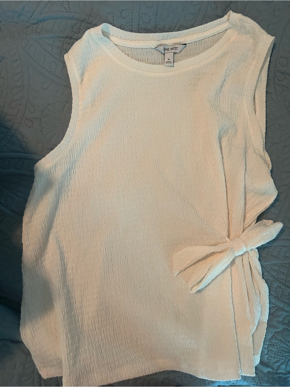 Nine West Cream Sleeveless Tank with Side Tie